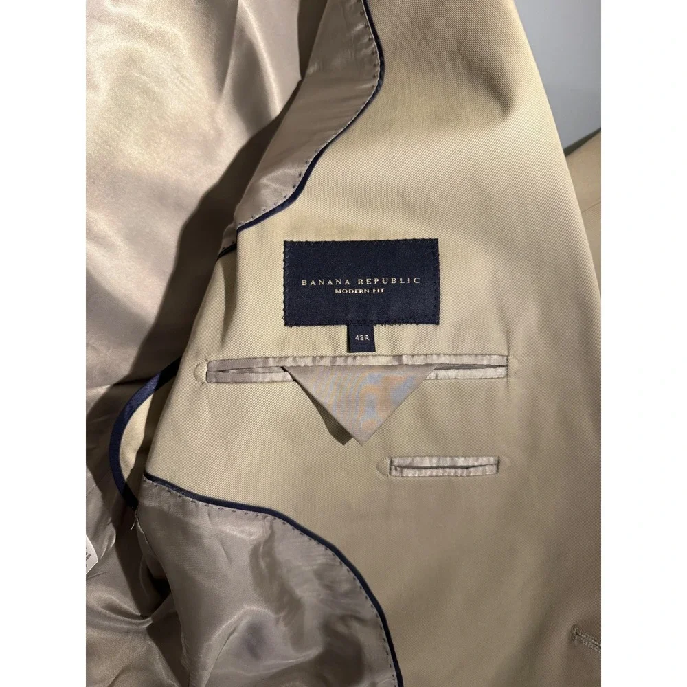 Banana Republic Modern Fit Beige Cotton Blazer Tessuti di Sondrio 42R